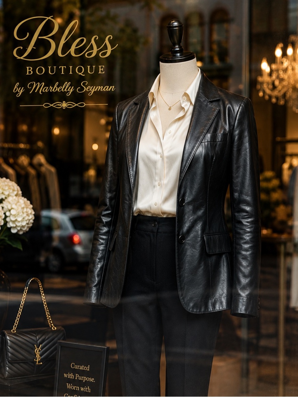 JILD New LeatherInn Black Genuine Leather Tailored Blazer Jacket Size L